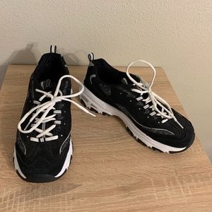 Skechers D'Lites Black and White Sneakers
